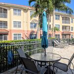 Pool deck has many areas for sunning as well as sitting around a table under an umbrella for shade.  Unit 304 is in the background up on the top floor.

Looking East.